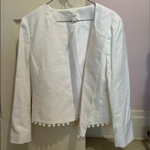 J Crew white linen suit jacket with cute tassels—never worn, with tags!